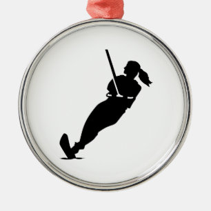 Water skiing woman metal tree decoration