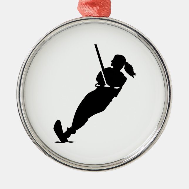 Water skiing woman metal tree decoration (Front)