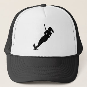 Water skiing woman trucker hat