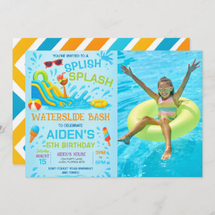 Water Slide Bash, Water Slide Birthday Photo Invitation