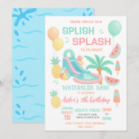 Water Slide Birthday Party Bash Invitation