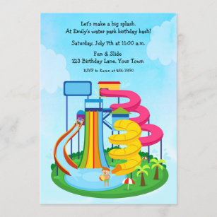 Water Slide Park Birthday Splash Invitation