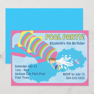 Water Slide Pool Party Invitation