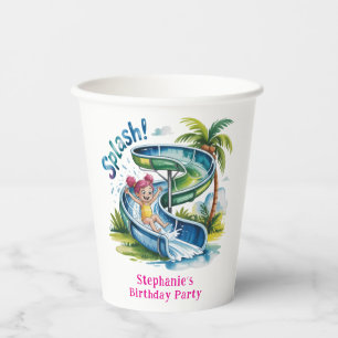 Water Slide Splash Girl Birthday Party Paper Cups
