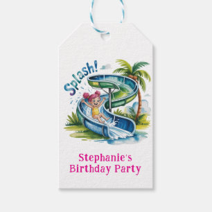 Water Slide Splash Girl Birthday Party Thank You Gift Tags