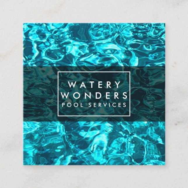 Water Sparkles Swimming Pool Cleaning Gardener  Square Business Card (Front)