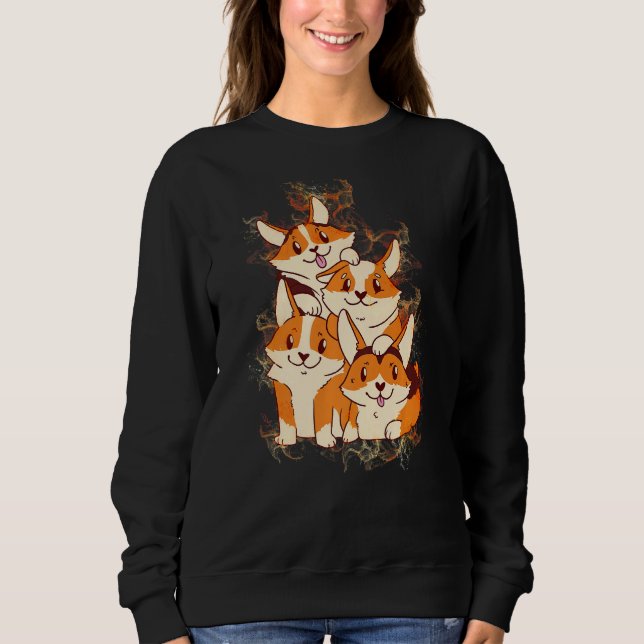 Water Splash Corgi Dog Pile Sweatshirt (Front)