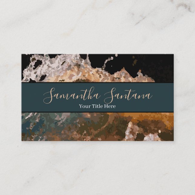 Water Splash Dark Modern Design Business Card (Front)