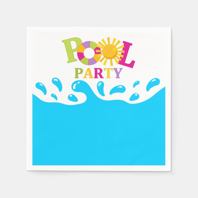 Water Splash Girl Pool Party Birthday Paper Napkin (Front)