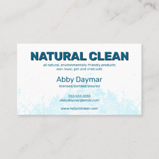 Water Splash Housecleaning Housekeeping Janitor Business Card