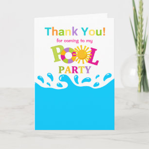 Water Splash Pool Party Girl Thank You Card