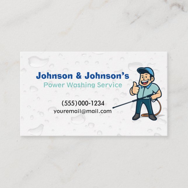 Water Splash Professional Pressure Washing Service Business Card (Front)