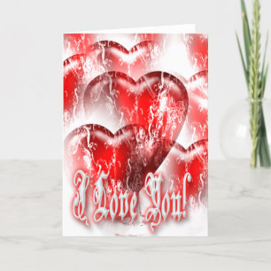 Water-splashed hearts I Love You Card
