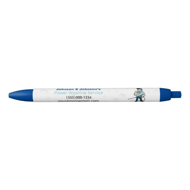 Water SplashProfessional Pressure Washing Service Blue Ink Pen (Front)