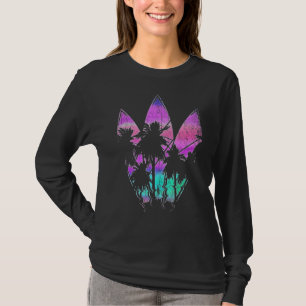 Water Sport Surfer Palm Trees Surfboard Vaporwave  T-Shirt
