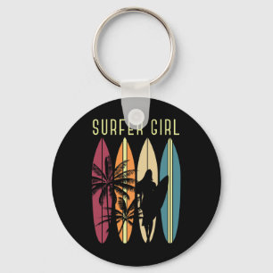 Water Sports Surfing Girls Surfboard Surfer Hobby Key Ring