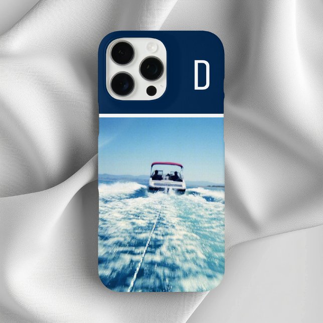 Water Sports Vertical Photo Monogrammed Navy Blue Case-Mate iPhone Case (Water Sports Vertical Photo Monogrammed Navy Blue Case-Mate iPhone Case)