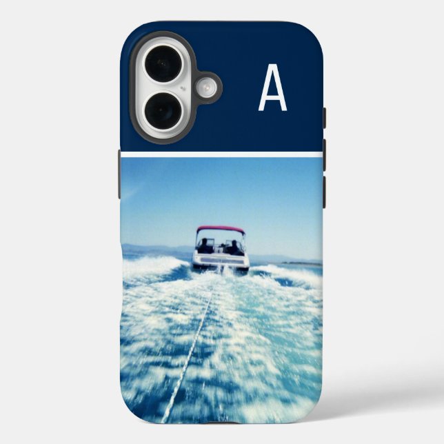 Water Sports Vertical Photo Monogrammed Navy Blue Case-Mate iPhone Case (Back)
