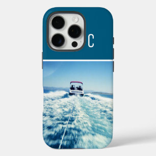 Water Sports Vertical Photo Monogrammed Ocean Blue iPhone 16 Pro Case