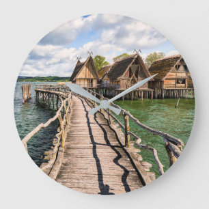 Water   Stilt Houses Over the Water Large Clock