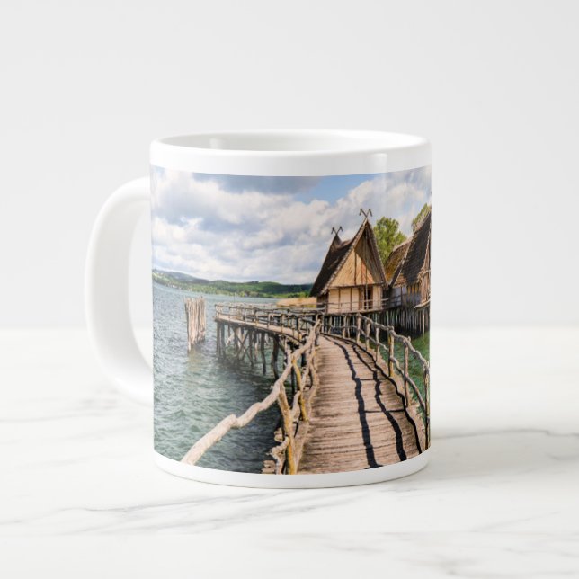 Water | Stilt Houses Over the Water Large Coffee Mug (Front Left)