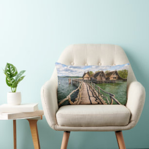 Water Stilt Houses Over the Water Lumbar Cushion