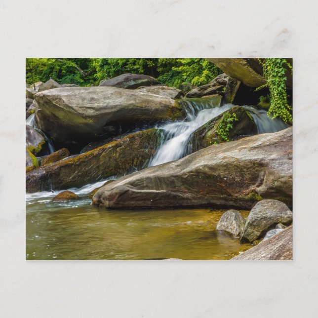 water stream flowing through mountain river rocks postcard (Front)