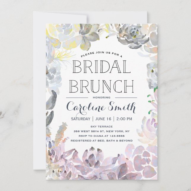 Water Succulents | Bridal Brunch Invitation (Front)