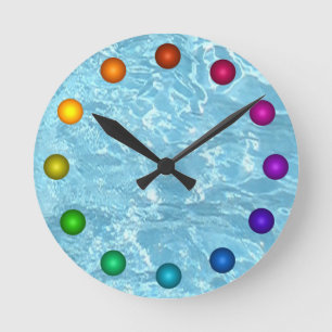 Water Summer Patio Clock Sunlight Blue White Pool