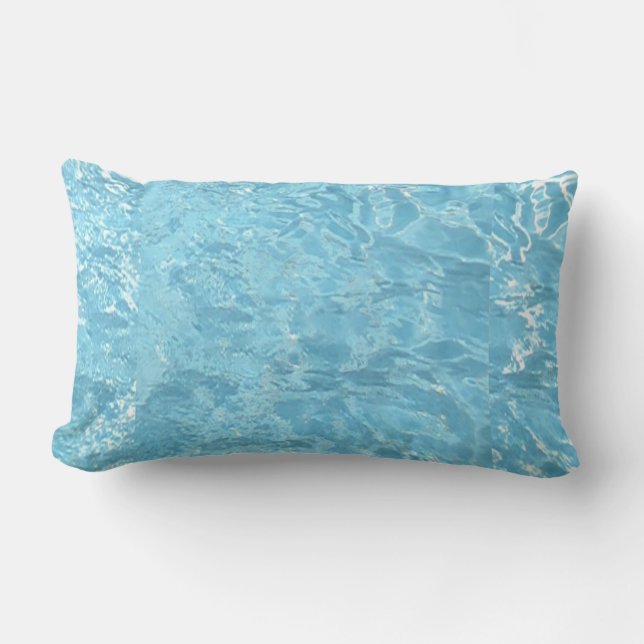 Water Summertime Sunlight Blue White Pool Lumbar Cushion (Front)