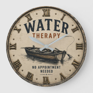 Water Therapy Rustic Fisherman Gift Large Clock