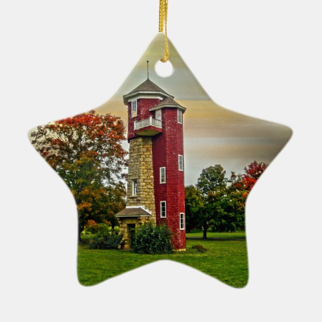 Water Tower Ceramic Tree Decoration (Back)