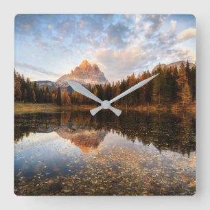 Water Tre Cime Di Lavaredo Italy Square Wall Clock