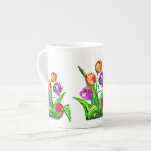 Water Tulips Bone China Mug