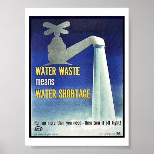 Water Waste Means Water Shortage Poster