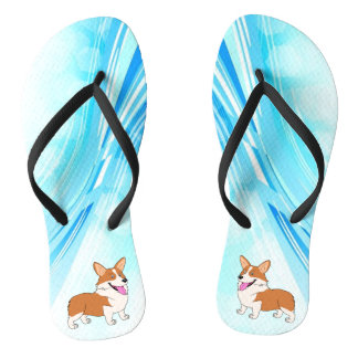Water Wave Corgis Thongs