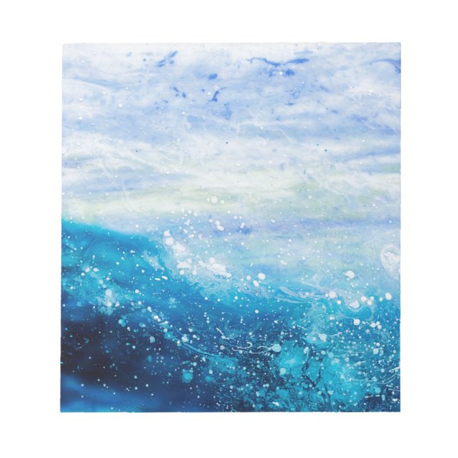 Water waves ocean wave blue teal painting notepad (Front)