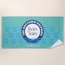 Water Waves Swim Team Personalised Teal