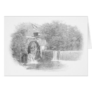 Water wheel and waterfall on lake