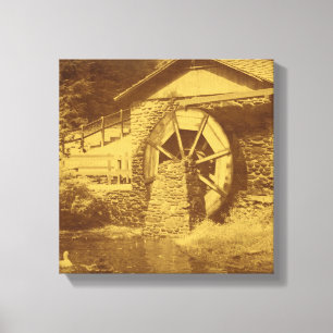 Water Wheel Duck Pond Vintage Look Canvas Print