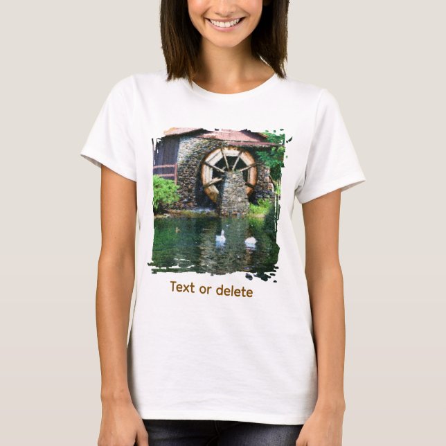 Water Wheel Pond Seurat Painting Art Personalized T-Shirt (Front)