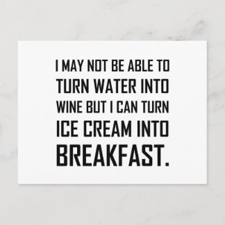 Water Wine Ice Cream Breakfast Joke Postcard