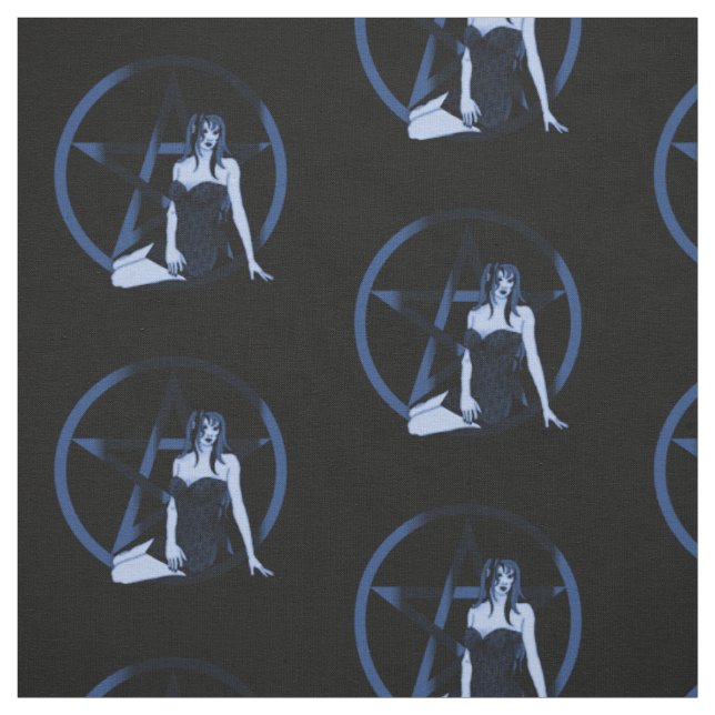 Water Witch Pagan Pentacle Elemental Fabric (Swatch)