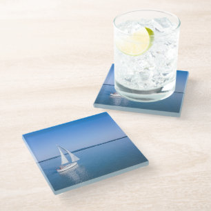 Water   Yacht at Lake Balaton Lake Hungary Glass Coaster