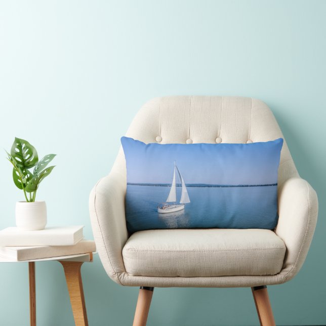 Water | Yacht at Lake Balaton Lake Hungary Lumbar Cushion (Chair)