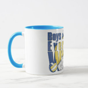Waterboy Volleyball in Blue and Yellow Mug