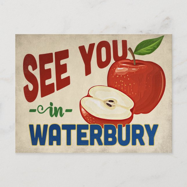 Waterbury Connecticut Apple - Vintage Travel Postcard (Front)