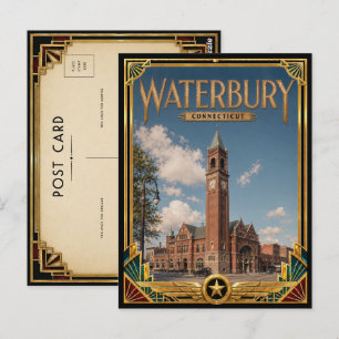Waterbury Connecticut Vintage Art Deco Golden Age Postcard