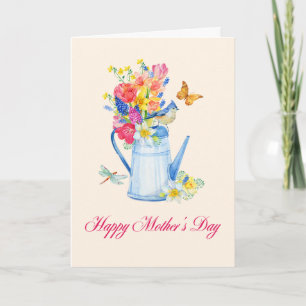 Watercan filled with flowers Mother's Day Card