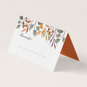Watercolo Autumn Foliage Thanksgiving place card